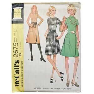 McCall's 2675 Vintage Sewing Pattern Misses'Dress Size 12 Uncut